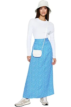 Trendyol Damen Skirt-Blue-Maxi Baby Rock, 38