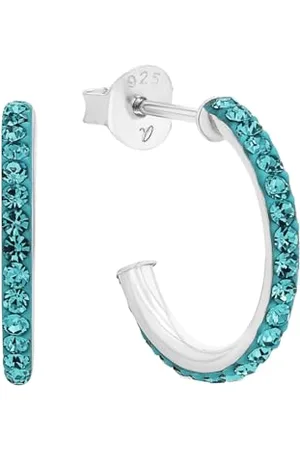 Amor Creolen 925 Sterling Silber Mädchen Kinder Ohrschmuck, mit Kristallglas, 1,2 cm, Silber, Kommt in Schmuck Geschenk Box, 9209668