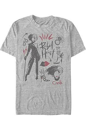 Disney Unisex Dnca Cruella Fashion Sketches Organic Short Sleeve T-shirt, Melange Grey, XXL