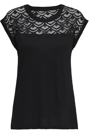 ONLY Damen Regular Fit T-Shirt onlNICOLE S/S Mix TOP NOOS 15151008, Einfarbig, Gr. 36 (Herstellergröße: S), (Black)