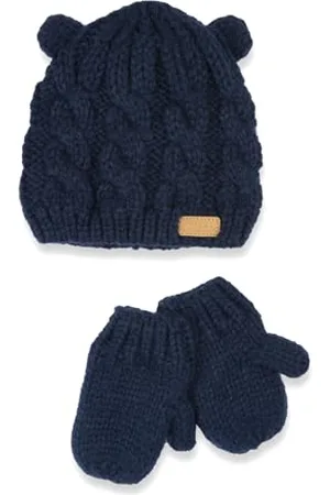 chicco Bonnet et Gants pour Enfants en Tricot de Coton, Fait en Italie, Unisexe 0-24 Mois, Bleu, 3 Mois