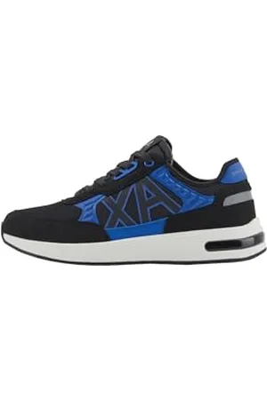 Armani Exchange Herren Dusseldorf Embossed Geometric Motifs Sneaker, Black+Bluette, 40.5 EU