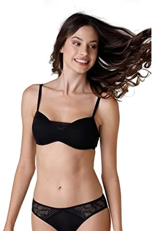 Lovable Damen Contemporary Lace Gepolsterter Bralette-BH ohne Bügel, Nero, XXL