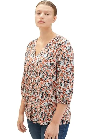 TOM TAILOR Damen 1038802 Bluse mit Muster, 32369-small Grey tie dye floral, 48