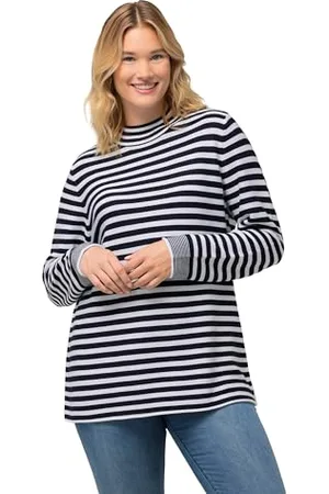 Ulla Popken Damen Ringelpullover, Turtle-Neck Pullover, , 46 DE/48 DE