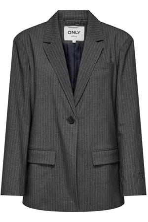 ONLY Damen ONLNOELIA L/S PINST Slit XT TLR Blazer, /Detail:White Pinstripes, 64