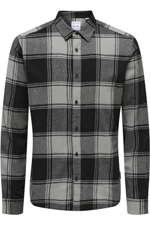 Only & Sons Kariertes Holzfäller Hemd Basic Langarm Flanellhemd Freizeit Karo Slim Fit Shirt Baumwolle ONSGUDMUND, Farben: , Größe Hemd:M
