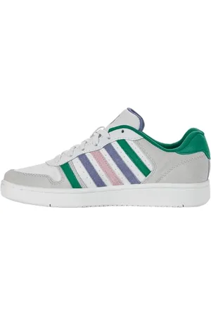 K-Swiss Damen Court Sneaker, White/Pepper Green/Ashleigh Blue/Lilac Snow, 43 EU