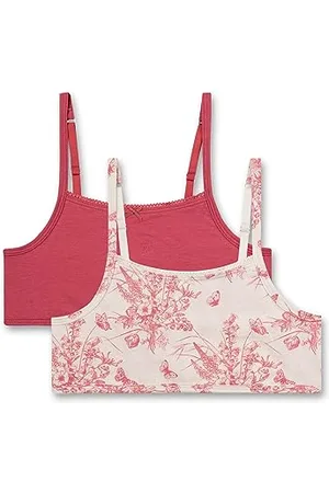 Sanetta Mädchen-Bustier (Doppelpack) Off-White und Rosa | Bequemes und angenehmes Bustier für Mädchen aus Baumwoll-Modal Mix. Inhalt: 2er Set Mädchen Bustier 164