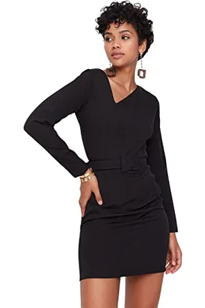 Trendyol Damen Woman Mini A-line Crew Neck Woven Dress Kleid, , 36