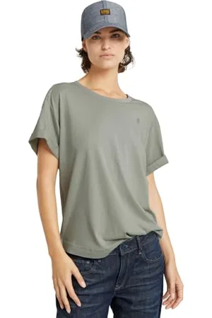 G-Star RAW Damen Rolled Up Sleeve Boyfriend Top, (Wrought Iron D24524-4107-G284), XS