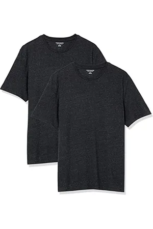 Amazon Herren Kurzärmeliges T-Shirt mit Rundhalsausschnitt aus Baumwolle – Regular Fit, 2er-Pack, , M