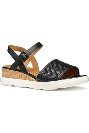 Geox Damen D PISA B Wedge Sandal, Black, 40 EU
