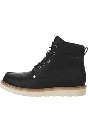 JACK & JONES Herren JFWARCHWAY PU MOC Boot Schnürstiefelette, Anthracite, 46 EU
