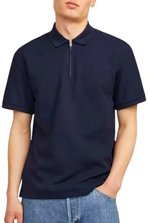 JACK & JONES Herren JPRCCJOHNNY Half Zip SS Polo SN Poloshirt, Dunkelblau,M
