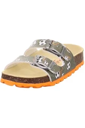 Superfit Fussbettpantoffel Hausschuh, Grün/Orange 7070, 25 EU