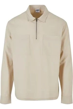 Urban classics Herren TB6243-Cotton Linen Half Zip Shirt Hemd, , XL