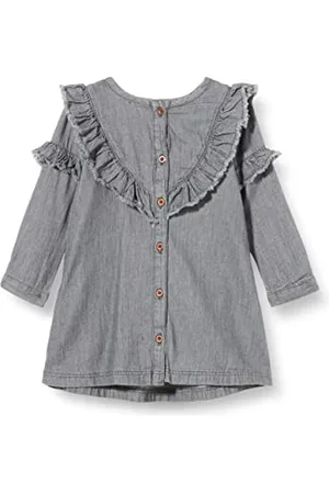 Noppies Baby Baby-Mädchen G Dress LS Sappington Kinderkleid, Grey Denim-P328, 50