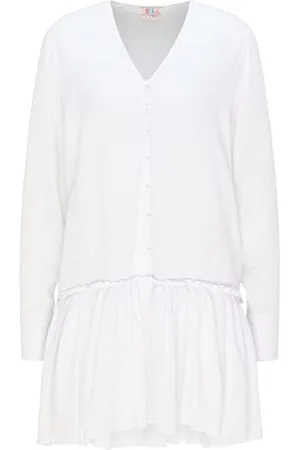 IZIA Damen Sommerkleid Gaya, Weiss, L