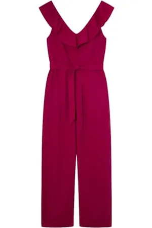 Springfield Damen Pantalones Jumpsuit Ausschnitt Rüsche Leinen/Viskose, , 40W/23L
