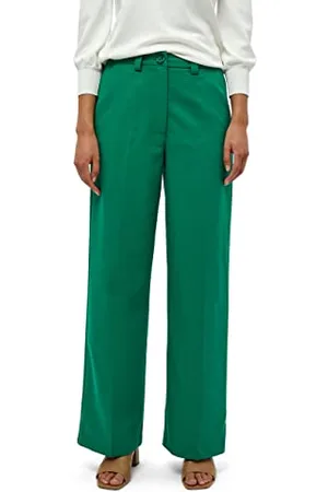 Peppercorn Damen Ginette High Waisted Breit Bein Grün | Herbst Größe 34 Hose