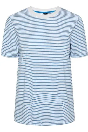 Pieces® Damen Pcria Ss Fold Up Tee Stripes Noos Bc, ,M