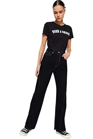 Trendyol Damen Herren Hoher Bund Wide Leg Jeans, , 42