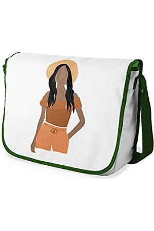 Bonamaison Le Jardin du Lin Digital Bedruckte Messenger Schultaschen mit Khaki Riemen für Mädchen und Jungen, Zurück zur Schule, Kuriertaschen für Schüler, Umhängetaschen, Größe: 29x36 Cm