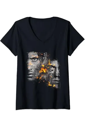 Supernatural Sam and Dean Fire T-Shirt mit V-Ausschnitt
