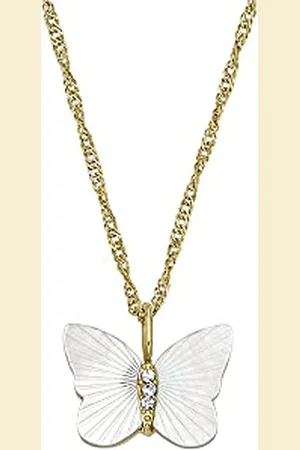 Fossil Halskette für Frauen Radiant Wings Weiße Perlmutt Schmetterlingskette, Länge: 406mm+60mm, Breite: 13.2mm, Höhe: 11mm, JF04424710