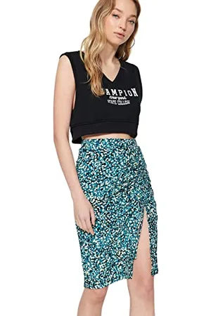 Trendyol Damen Women Midi Pencil Slim fit Knit Skirt Baby Rock, , XL