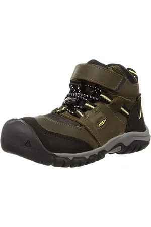 Keen Unisex-Kinder Ridge Flex Mid wasserdichte Wanderstiefel, Dunkle olivgrüne, düstere Zitrone, 27/28 EU
