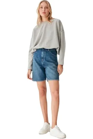 LTB Damen Jeansshorts Larie - Bermudashorts mit Reißverschluss und hoher Taille hergestellt aus Baumwolle - Größe XL in der Farbe Blau