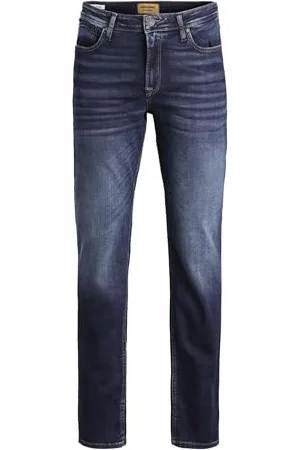 JACK & JONES Jeans Regular Fit Denim Stone Washed Mid Waist mit Heller Naht JJICLARK JJORIGINAL, Farben:Blau,Größe Jeans:W30 L34,Z - Länge L30/32/34/36/38:L34