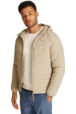 Tommy Hilfiger Herren Steppjacke Mix Quilt mit Kapuze, Beige (Sandalwood), L
