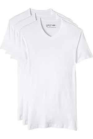 Dim T-Shirt Mit V-Ausschnitt Low Cost Eco 100% Baumwolle Herren x3, White, M