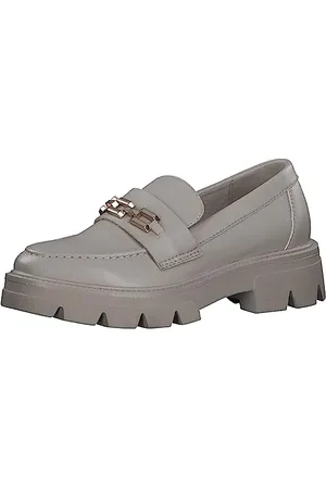 QS by s.Oliver Damen Loafer mit Plateau aus Kunstleder mit Kette Vegan Beige (Ivory), 41