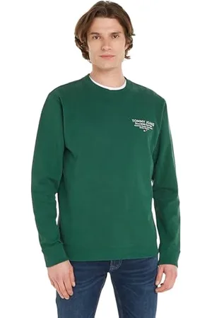Tommy Hilfiger Herren Langarmshirt Regular Essential Graphic Crew Basic, (Court Green), L