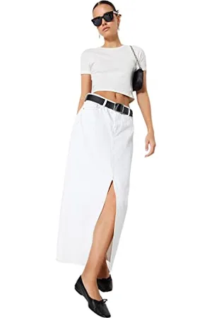 Trendyol Damen Damen Gerade Maxi Eine Linie Rock Western Skirt, , 34