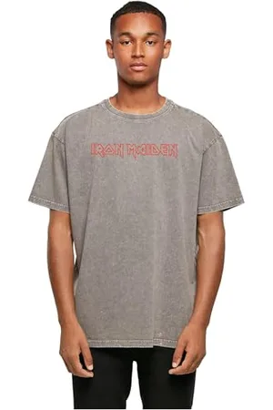 Merchcode Herren T-Shirt Iron Maiden - Classic Logo Acid Washed Heavy Oversized Tee, Oversized Fit, Cotton 100 Percent, M