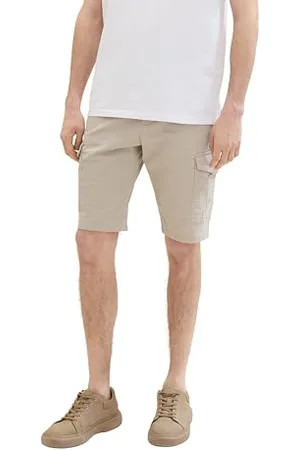 TOM TAILOR Herren Relaxed Fit Cargo Shorts, beige structure print, 29