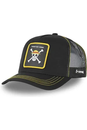 Capslab Strohhut Crew One Piece Schwarz Trucker Cap - One-Size