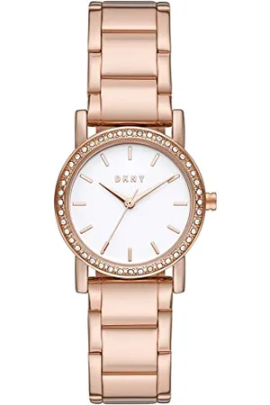 DKNY Damenuhren Soho, Dreizeigeruhrwerk, 24mm Rose Gold Edelstahlgehäuse mit Edelstahlarmband, NY2308