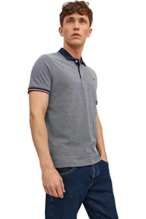 JACK & JONES Herren Poloshirt JPRBLUWIN - Regular Fit S M L XL XXL Baumwolle, Größe:L, Farbe:Mood Indigo REG W. Whisper White 12169064