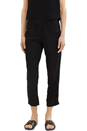 TOM TAILOR Damen 1036865 Loose Fit Stoffhose, 14482-Deep Black, 36W / 28L