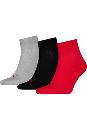 PUMA Unisex Quarter Sock, Black/red, 35/38 (3er Pack)