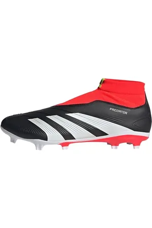 adidas Unisex Predator League Laceless Firm Ground Football Boots Fußballschuhe, Core Black/Cloud White/Solar Red