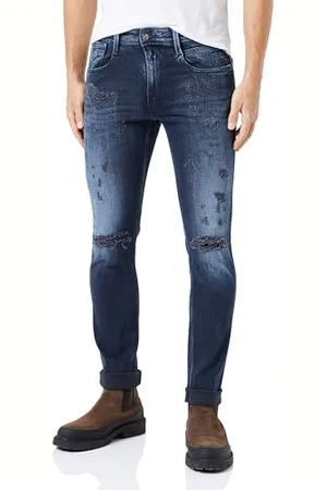 Replay Herren Jeans Anbass Slim-Fit Broken Edge, (Blau), 34W / 32L