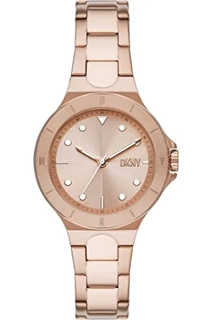 DKNY Damenuhren Chambers, QuarzDreizeigerwerk, 34MM Edelstahlgehäuse mit Edelstahlarmband, NY6642