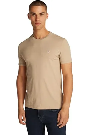 Tommy Hilfiger Herren T-Shirt Kurzarm Tee Rundhalsausschnitt, Beige (Relic Tan Htr), XXL
